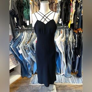 Vintage 90’s Evan Picone empire waist crisscross cut out neckline gown
